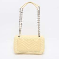 Gucci Yellow Denim Medium GG Marmont Shoulder Bag