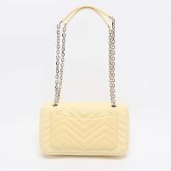 Gucci Yellow Denim Medium GG Marmont Shoulder Bag