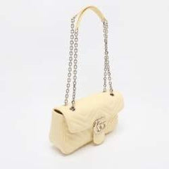 Gucci Yellow Denim Medium GG Marmont Shoulder Bag