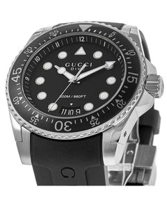 Gucci Dive Black Dial Rubber Strap Men's Watch YA136204B