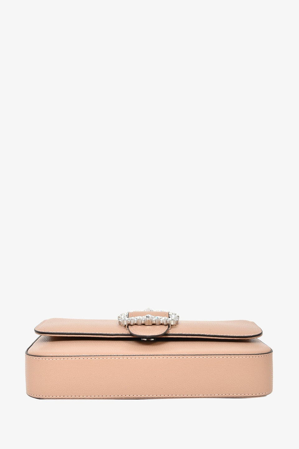 Jimmy Choo Beige Grained Leather Crystal Buckle 'Cheri' Crossbody Bag