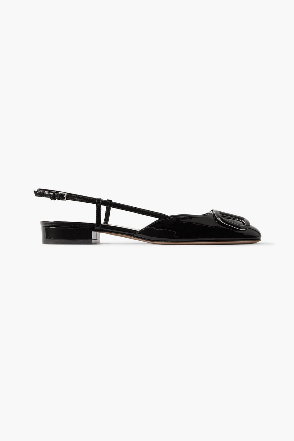 Valentino Garavani Vlogo Patent-Leather Slingback Flats Black Women's
