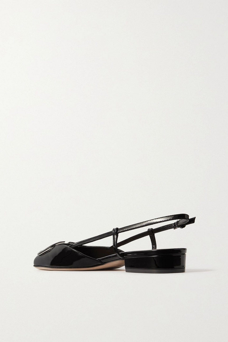 Valentino Garavani Vlogo Patent-Leather Slingback Flats Black Women's