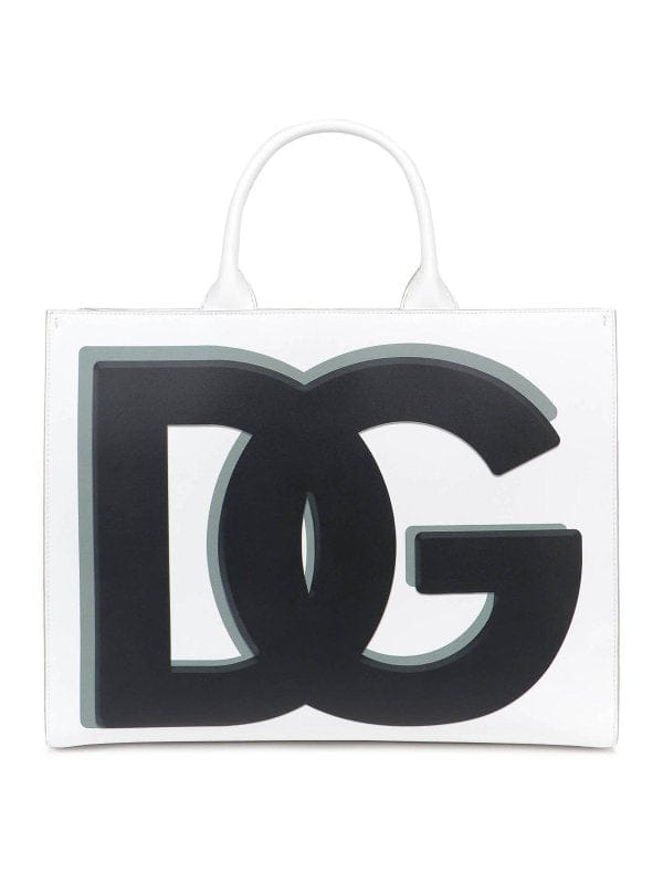 Luxury White DG Print Shopping Tote