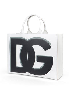 Luxury White DG Print Shopping Tote