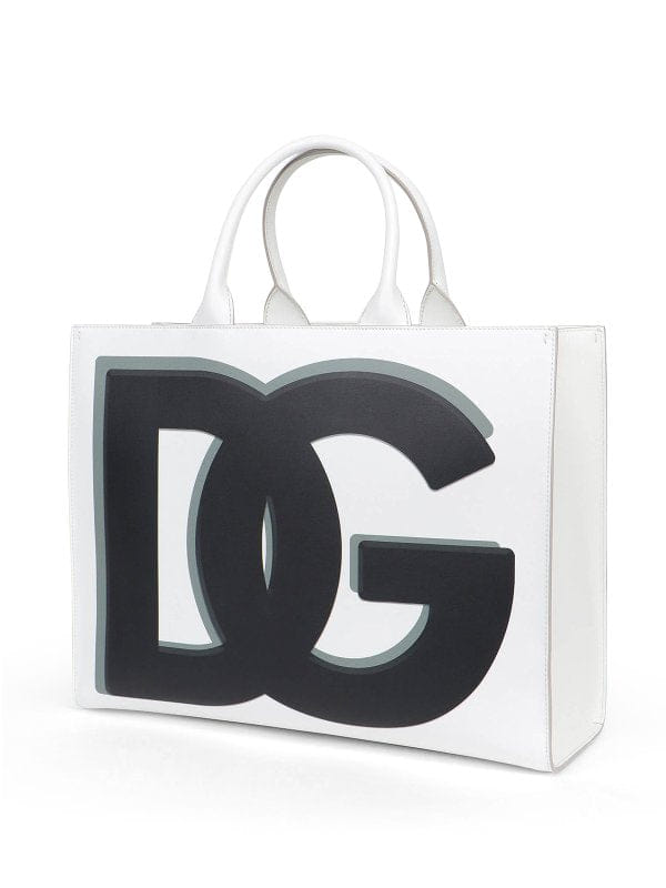 Luxury White DG Print Shopping Tote