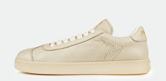 PRADA Leather Trainers Cream