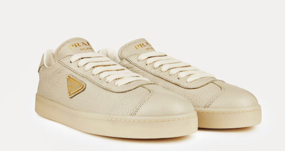 PRADA Leather Trainers Cream