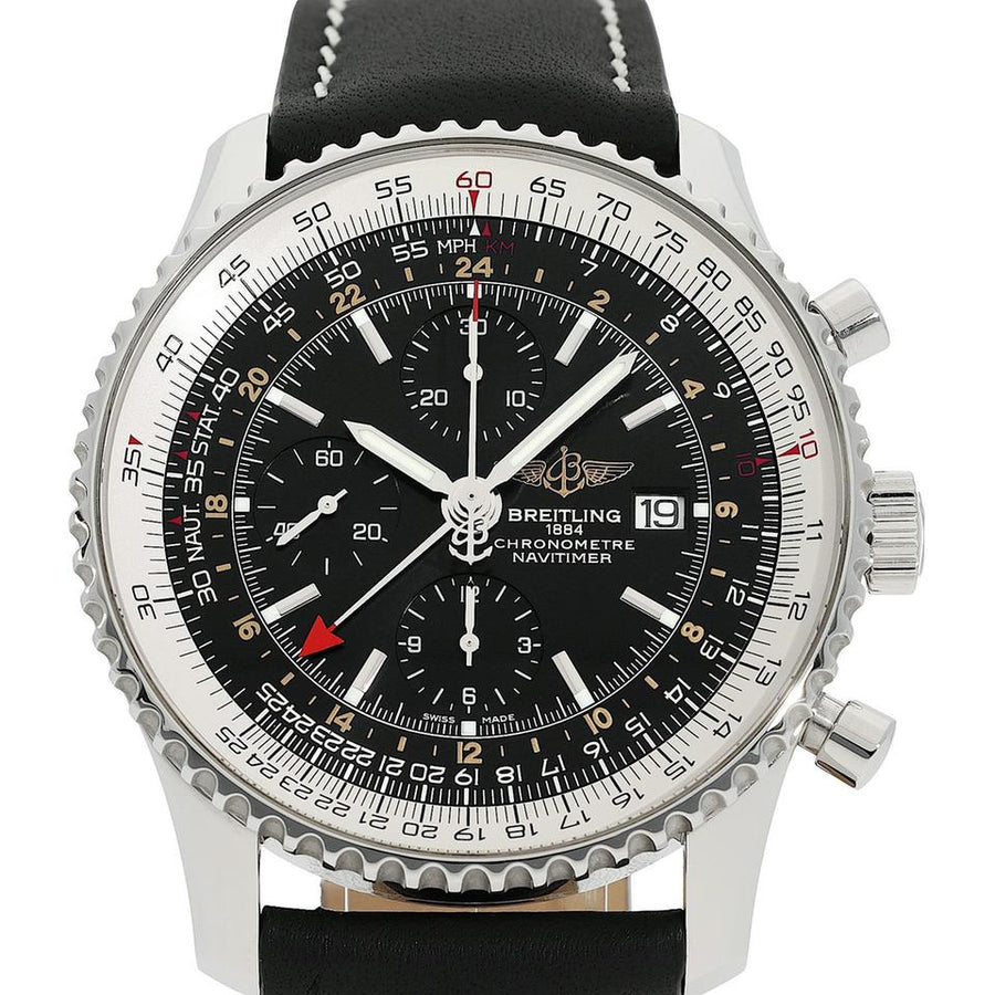 Breitling Navitimer World Stainless Steel / Black / Calf Skin / Pin Buckle NOS A2432212/B726/756 P/A20