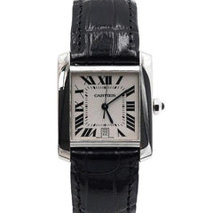 Cartier Tank Française18 K White Gold Tank Française Large Leather Band Men's Watch W5001156 AA58435