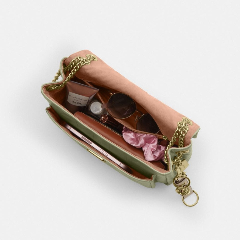 Coach Elodie Crossbody Bag With Quilting Gold Pistachio