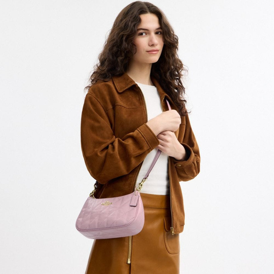Coach Teri Shoulder Bag With Quilting Gold Carnation