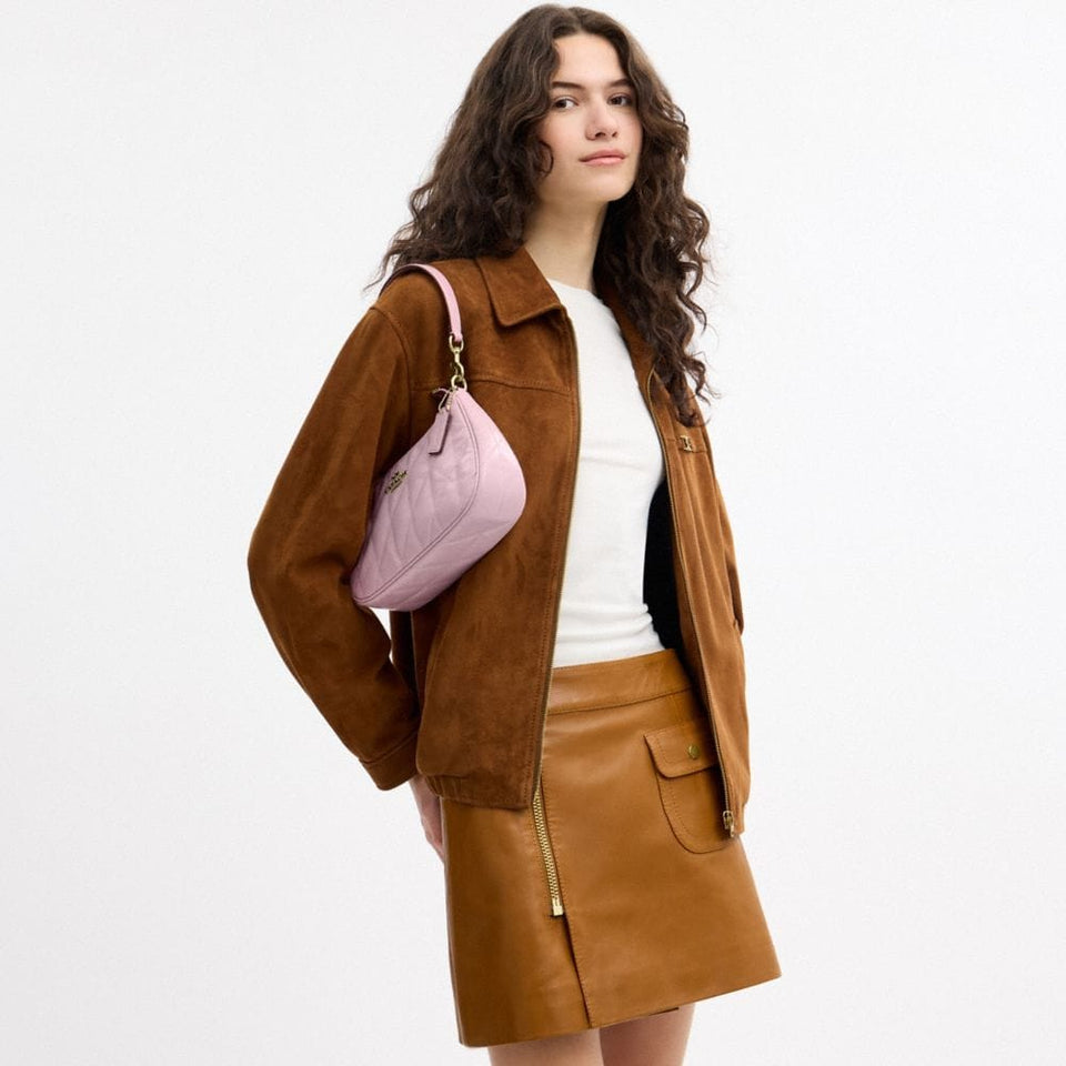 Coach Teri Shoulder Bag With Quilting Gold Carnation