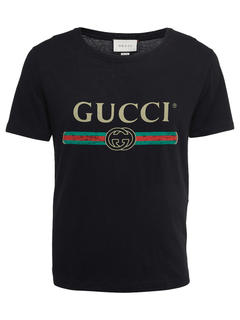 Gucci GG Bar Logo Printed T-Shirt in Black