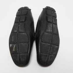 Prada Black Leather Slip On Loafers