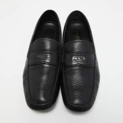 Prada Black Leather Slip On Loafers