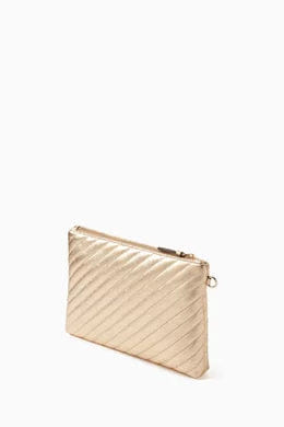 Jimmy Choo Logo Zip Pouch in Leather