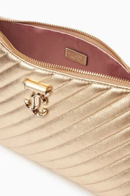 Jimmy Choo Logo Zip Pouch in Leather
