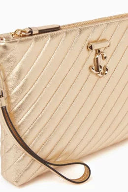 Jimmy Choo Logo Zip Pouch in Leather