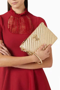 Jimmy Choo Logo Zip Pouch in Leather