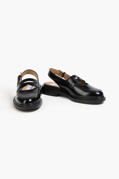 Thom Browne Perforated Leather Slingback Penny Loafers Black Women's