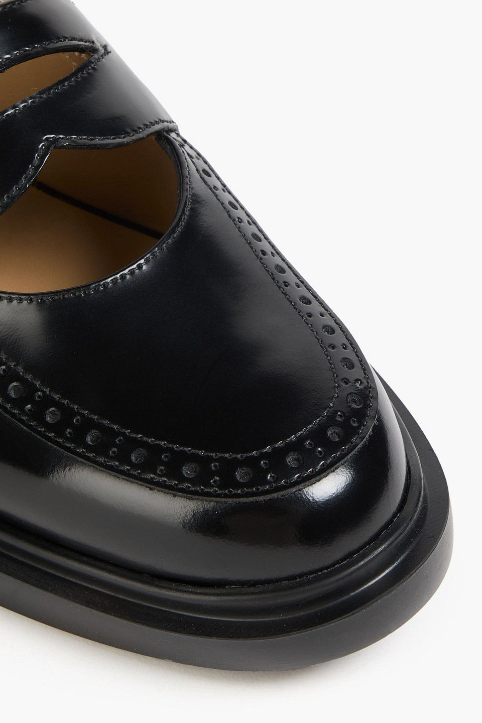 Thom Browne Perforated Leather Slingback Penny Loafers Black Women's