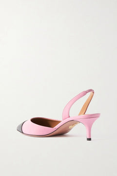 Aquazzura Milanese 50 Leather Slingback Pumps Baby Pink Women's