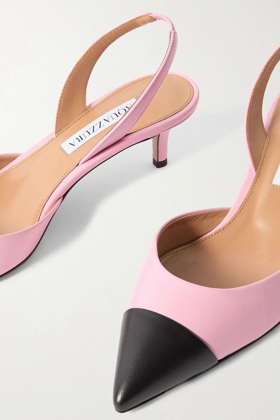 Aquazzura Milanese 50 Leather Slingback Pumps Baby Pink Women's
