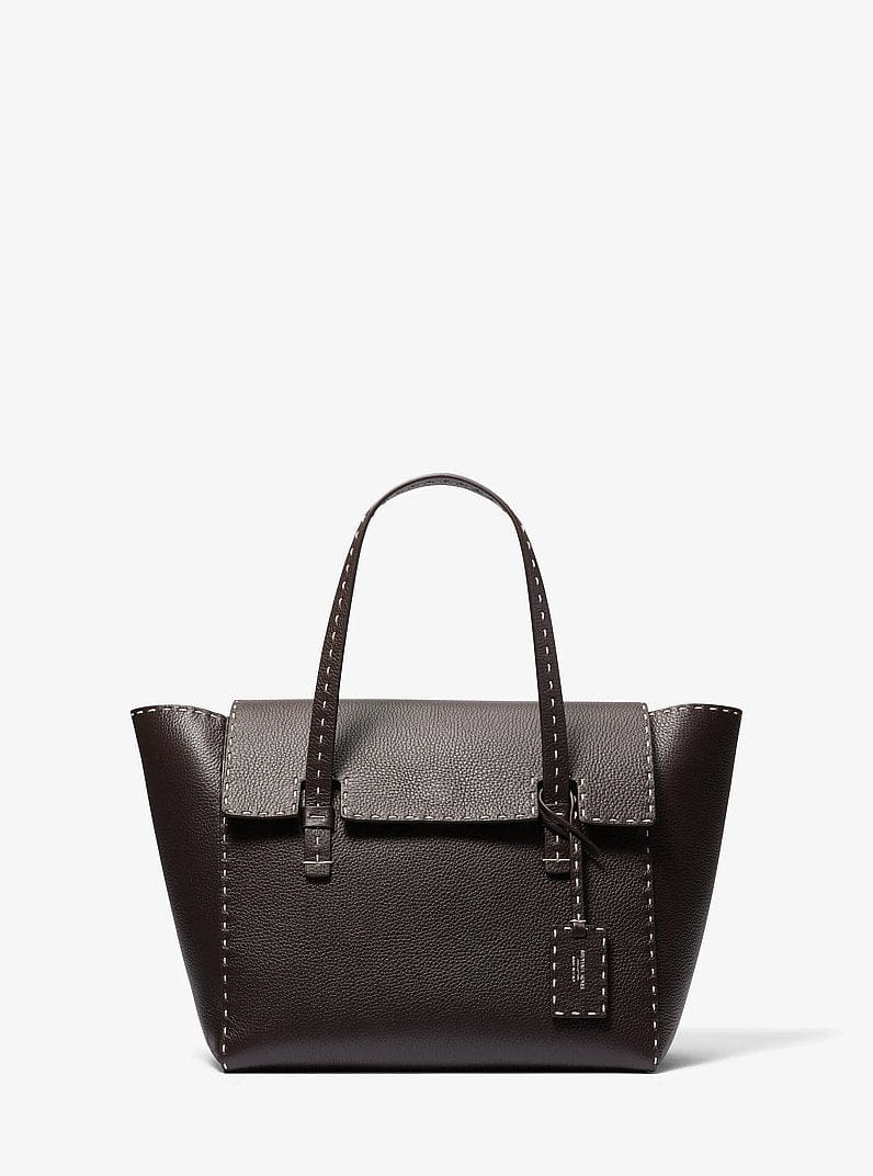Michael Kors Sophia Hand-Stitched Pebbled Leather Satchel Chocolate