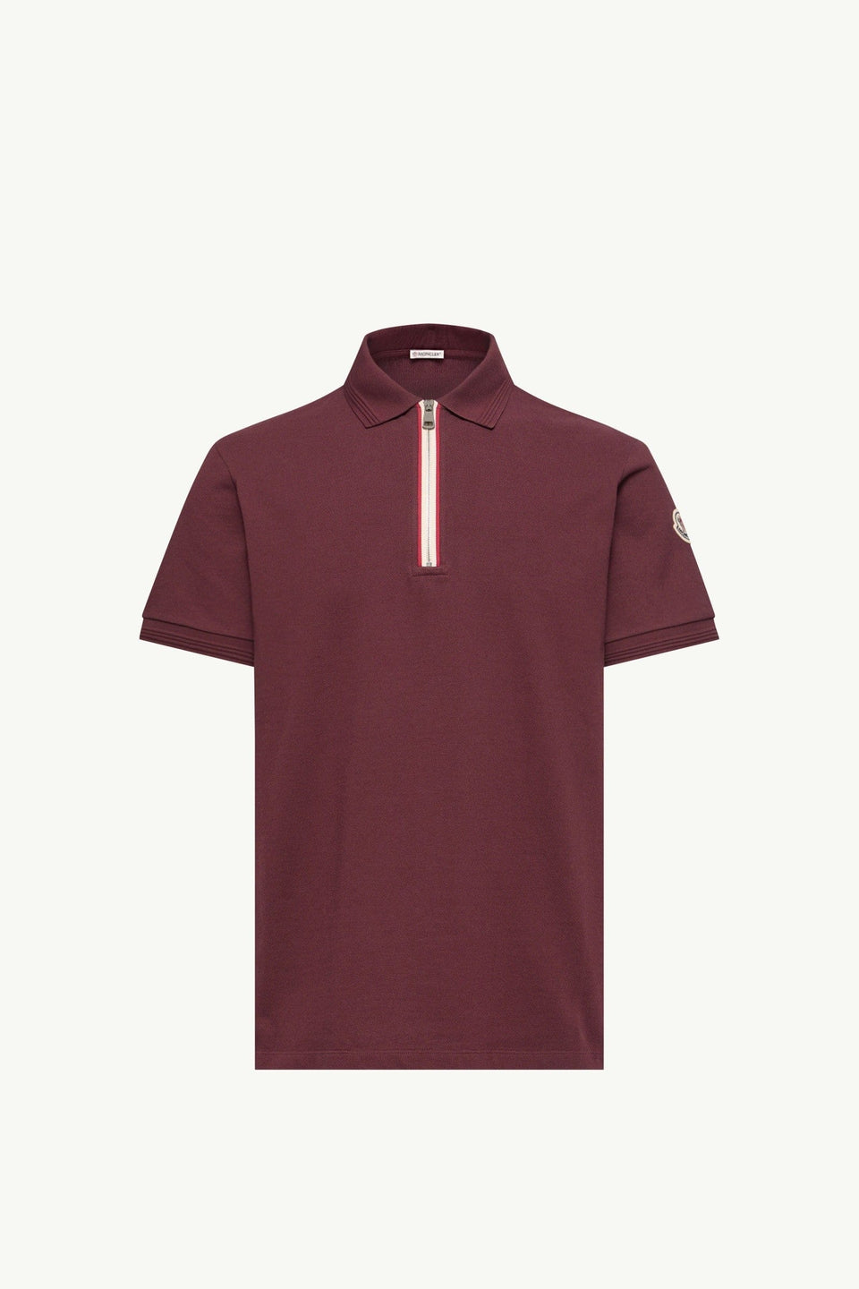 Moncler Tricolor-Trimmed Cotton Polo Shirt Dark Red Dark Red