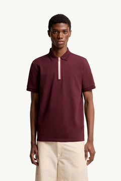 Moncler Tricolor-Trimmed Cotton Polo Shirt Dark Red Dark Red