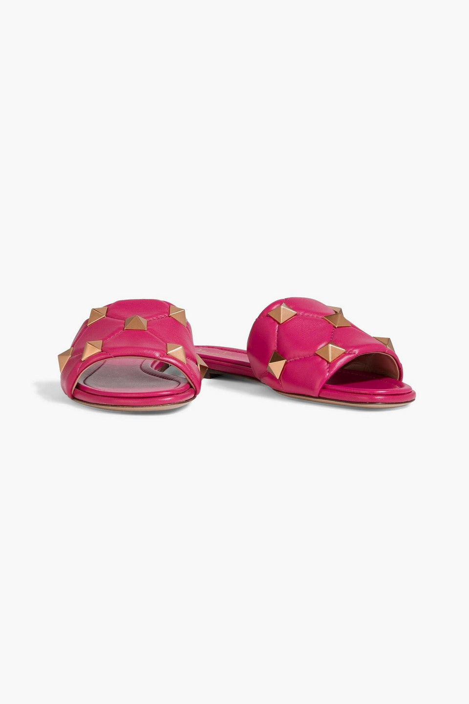 Valentino Garavani Roman Stud Quilted Leather Slides Magenta Women's