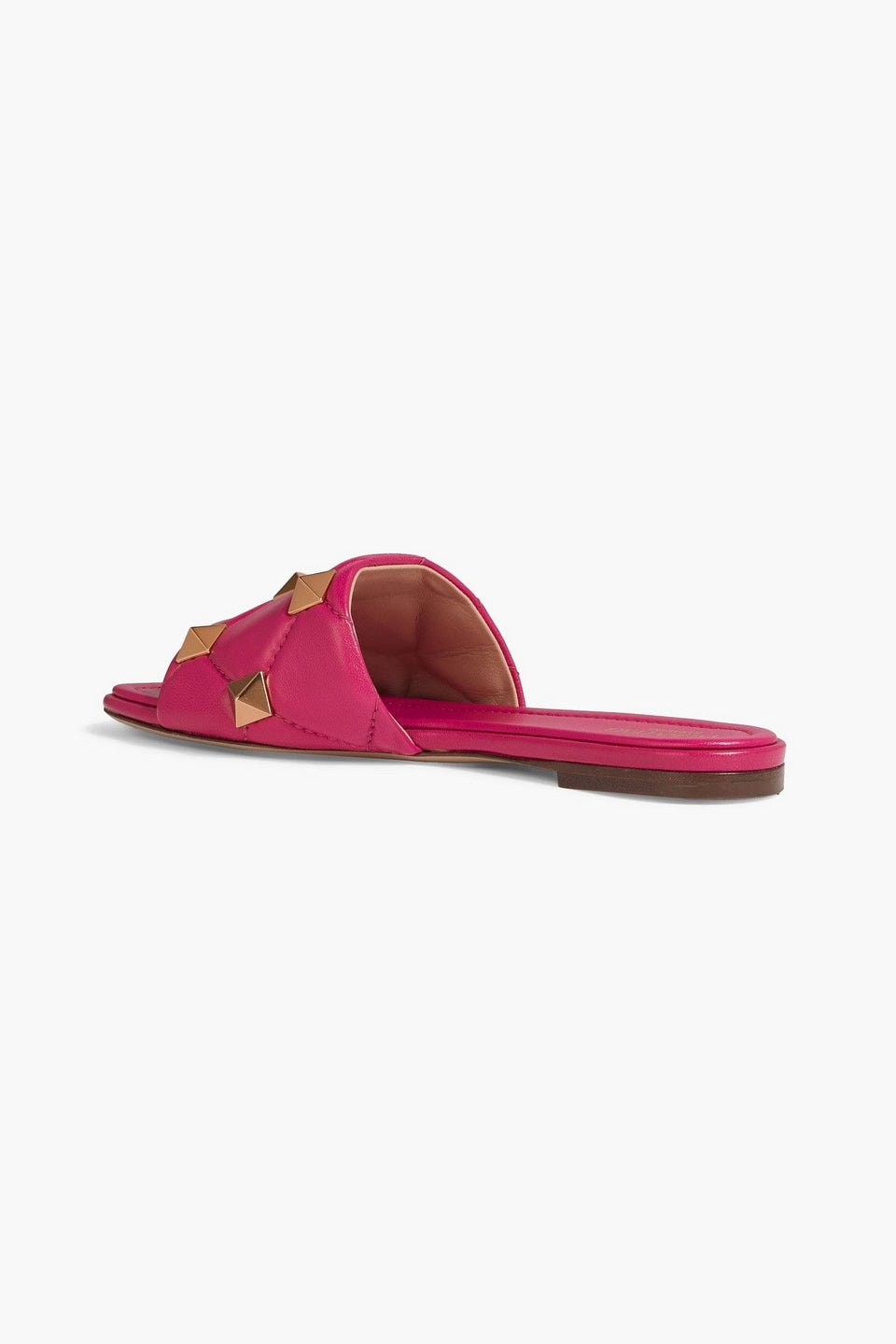 Valentino Garavani Roman Stud Quilted Leather Slides Magenta Women's