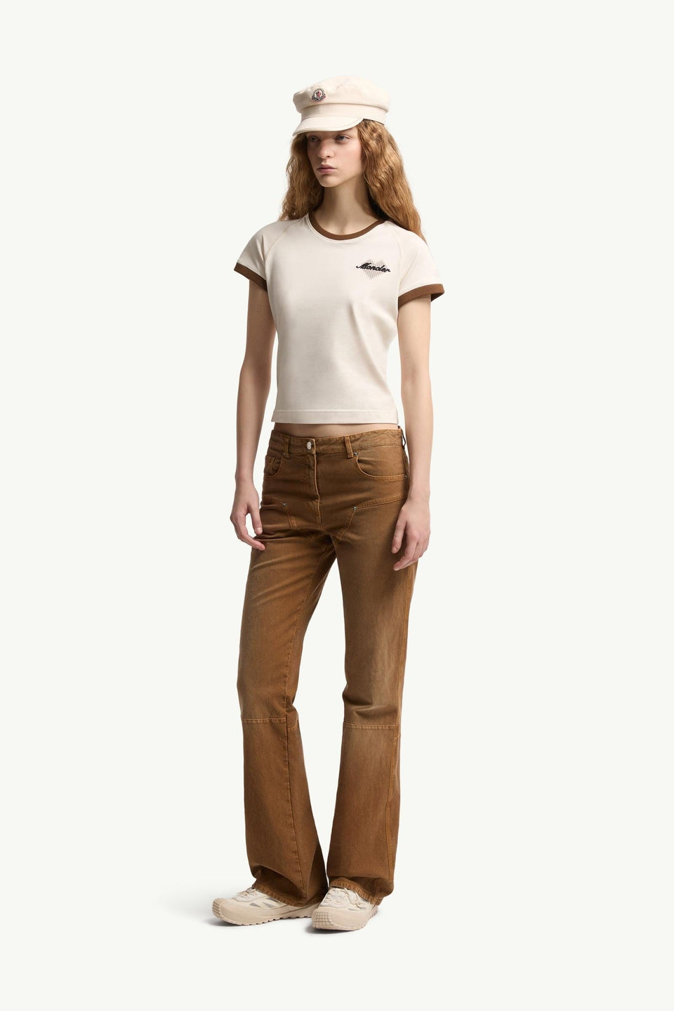 Moncler Heart Logo Cotton T-Shirt Light Beige Light Beige