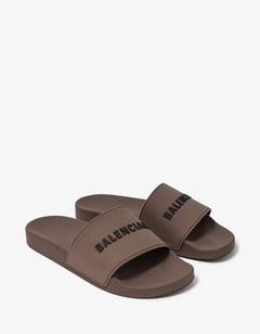 Balenciaga Logo Sliders Taupe