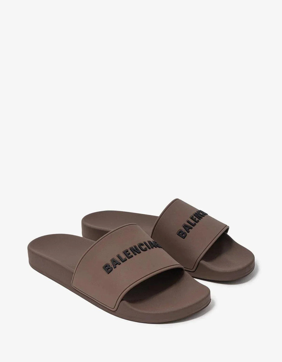 Balenciaga Logo Sliders Taupe