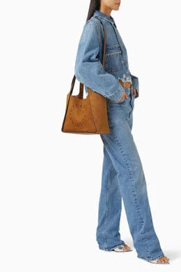 Stella Mccartney Logo Crossbody Tote Bag in Alter Suede