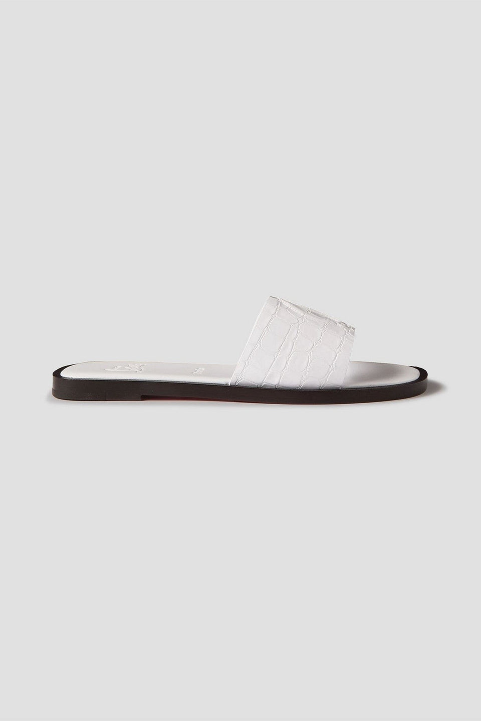 Christian Louboutin Cl Croc-Effect Patent-Leather Slides White Women's