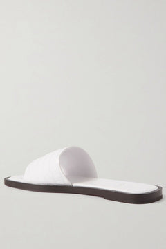 Christian Louboutin Cl Croc-Effect Patent-Leather Slides White Women's
