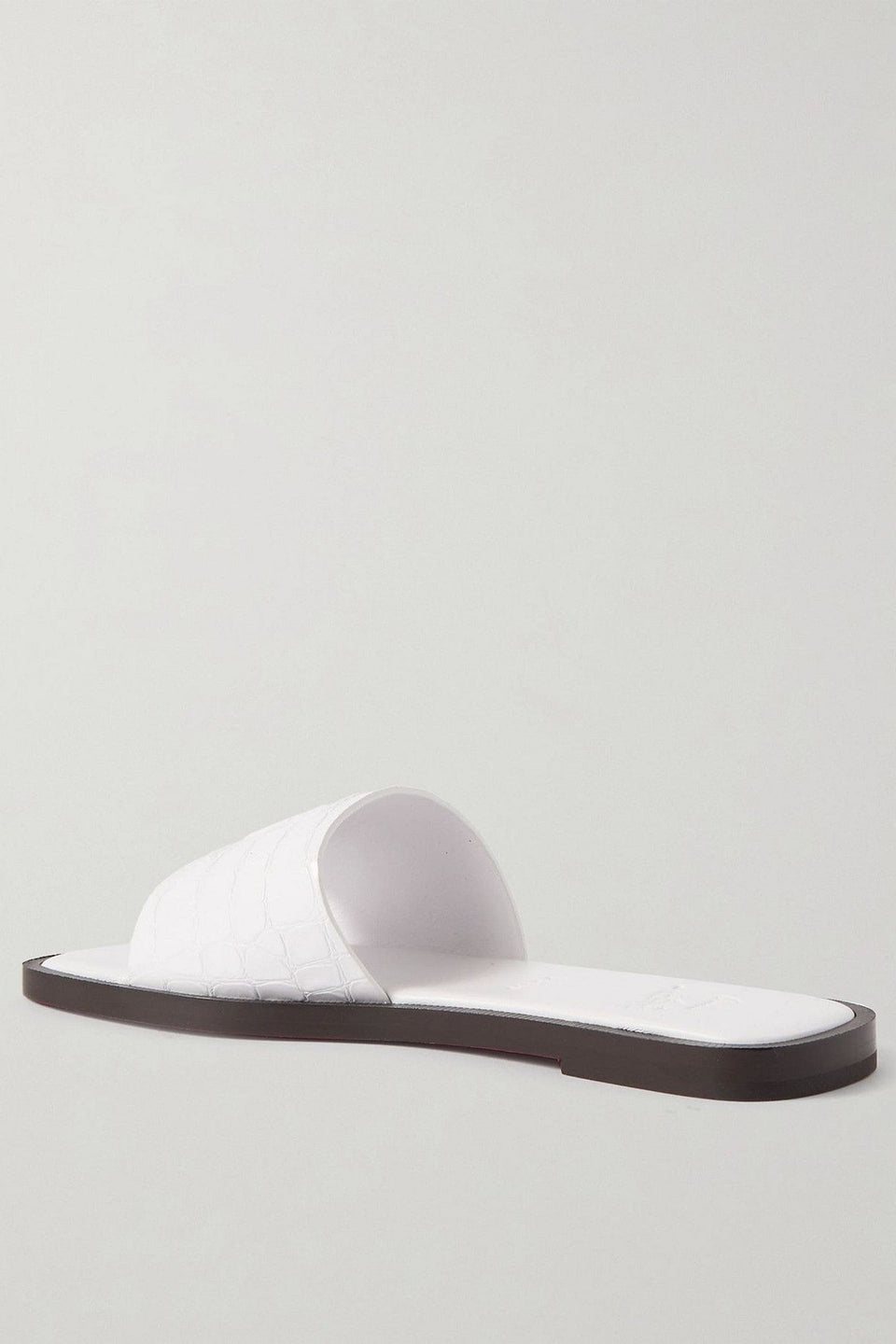 Christian Louboutin Cl Croc-Effect Patent-Leather Slides White Women's