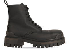 Balenciaga Strike 20Mm Boots Black Rubber Effect Calfskin Womens