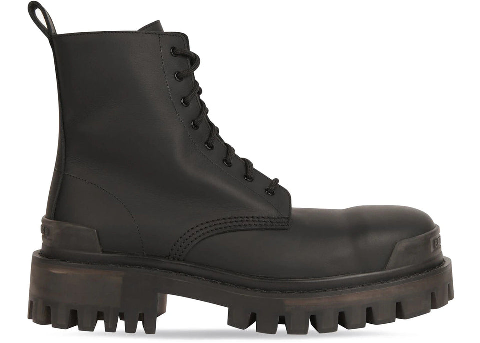Balenciaga Strike 20Mm Boots Black Rubber Effect Calfskin Womens