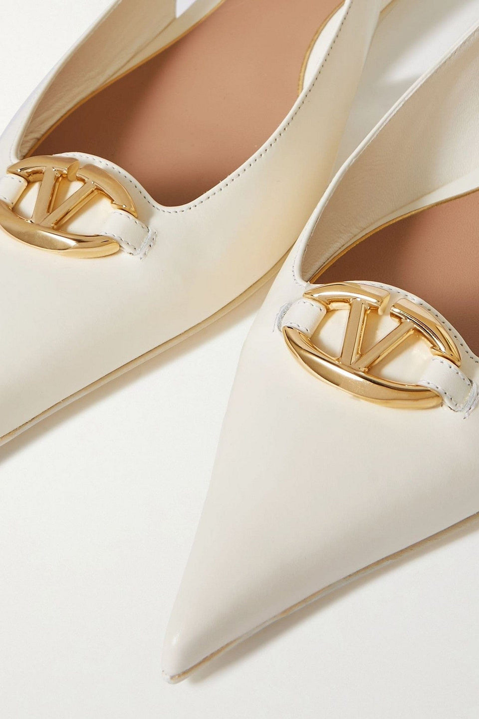 Valentino Garavani Vlogo Moon 20 Embellished Leather Pumps Ivory Women's