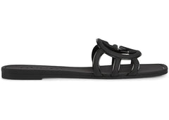 Gucci Interlocking G Slide Sandal Black Rubber Womens