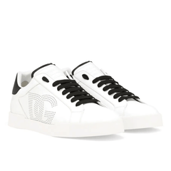 DOLCE AND GABBANA Men's DG Portofino Low-Top Trainers ' White/Black'