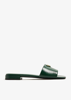 Saffiano patent leather slides