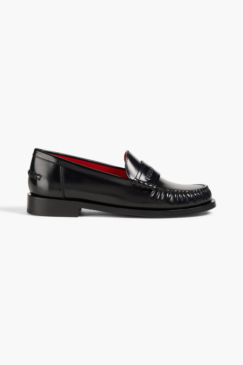 Ferragamo Embossed Glossed-Leather Loafers Black Women's