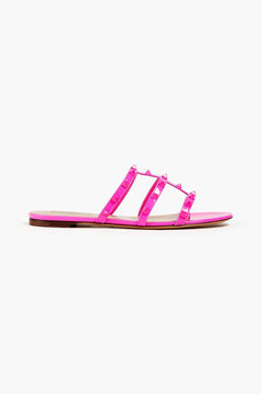 Valentino Garavani Rockstud Patent-Leather Sandals Bright Pink Women's