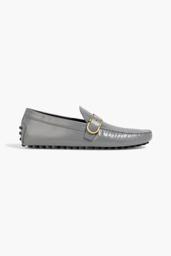Tod's Gommino Buckled Leather Driving Shoes Gray