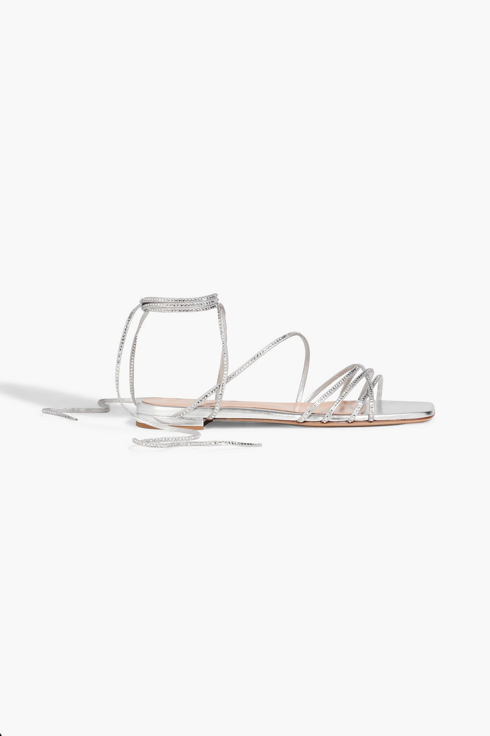 Gianvito Rossi Burma Crystal-Embellished Metallic Leather Sandals Silver Women's